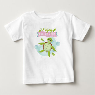 Charakter Schildkröte Glücklich Genieße Leben Baby T-shirt