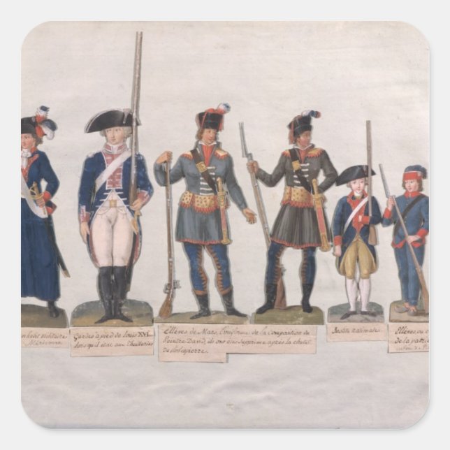 Charaktere der Französischen Revolution Quadratischer Aufkleber (Vorderseite)
