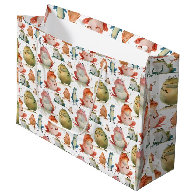 Charakterspass-Frösche Große Geschenktüte (Vorderseite Schrägansicht)