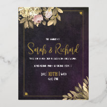 Charcoal Black Botanical Luxe Art Deco Wedding