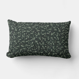 Charcoal Black Modern Farmhouse Daisy Buds Pattern Lendenkissen