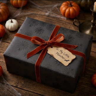 Charcoal Black Spider Web Halloween Geschenkpapier