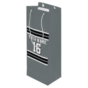 Charcoal Black Whit Team Jersey Name Geschenktüte Für Weinflaschen