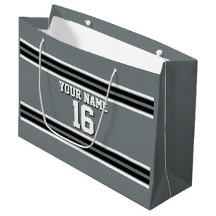 Charcoal Black Whit Team Jersey Name Große Geschenktüte