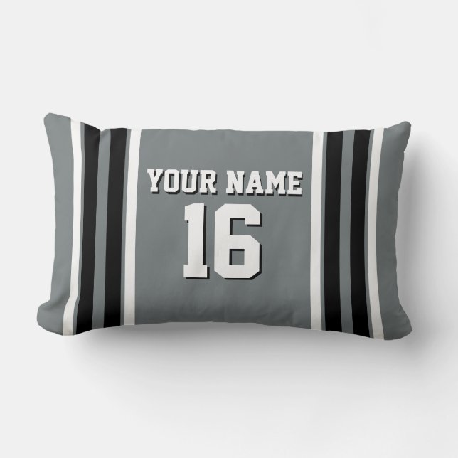 Charcoal Black Whit Team Jersey Name Lendenkissen (Vorderseite)