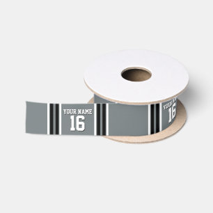 Charcoal Black Whit Team Jersey Name Satinband