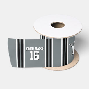 Charcoal Black Whit Team Jersey Name Satinband