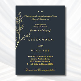 Charcoal Botanical Bible Verse Christian Wedding  Folieneinladung
