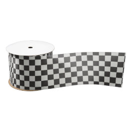 Charcoal & Cream Checkerboard Satinband