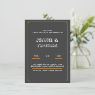 Charcoal Elegant Rahmen Hochzeit Einladung