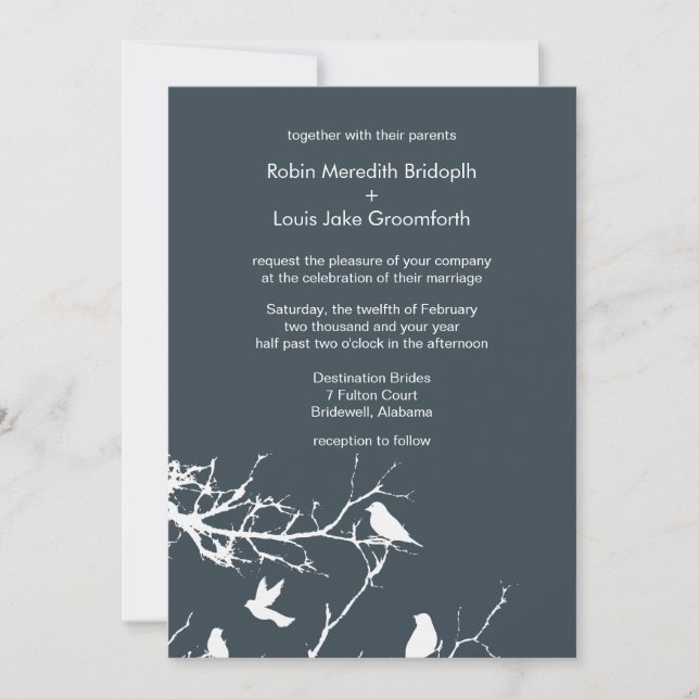 Charcoal Elegante Winterhochzeiten Personalisiert Einladung (Vorderseite)