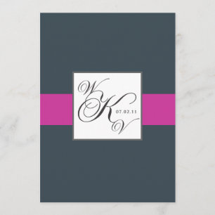 Charcoal Fuchsia Monogramme Hochzeitseinladungen Einladung