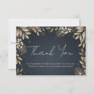 Charcoal Gold Neutral Foliage Holiday Dankeskarte