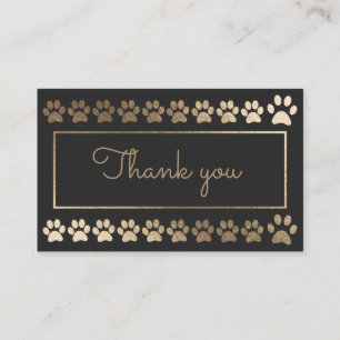 Charcoal Gold Paw Print Dog Walker Loyalitätskarte Visitenkarte