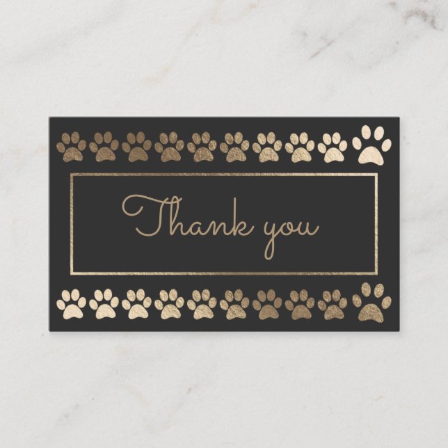Charcoal Gold Paw Print Dog Walker Loyalitätskarte Visitenkarte (Vorderseite)