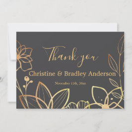 Charcoal & Gold Wedding Vielen Dank Dankeskarte