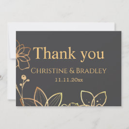 Charcoal & Gold Wedding Vielen Dank Dankeskarte