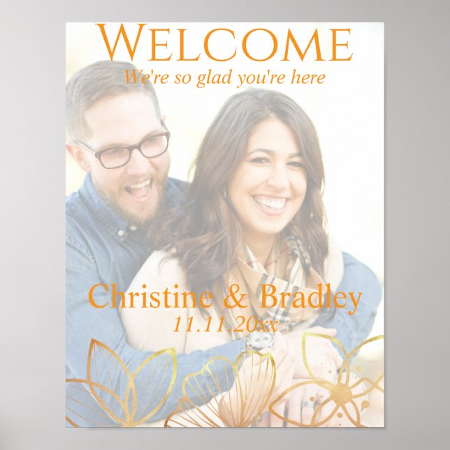 Charcoal & Gold Wedding Welcome Foto Poster (Vorne)
