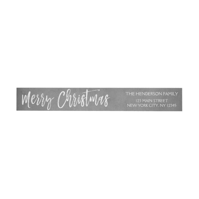 Charcoal Graue oder Silver Christmas Script Holida Rundum-Adressaufkleber (Person)