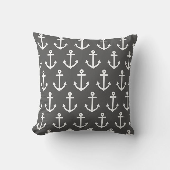 Charcoal Gray Anchor Kissen (Vorderseite)