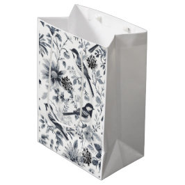 Charcoal Gray Bird Toile Geschenktasche Mittlere Geschenktüte