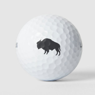 Charcoal Gray Bison Silhouette Golfball