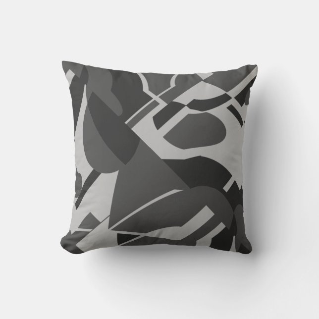 Charcoal Gray Black Bold Diagonal Art Design Kissen (Vorderseite)
