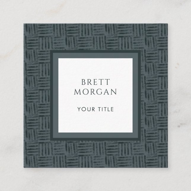Charcoal Gray Black Lines Square Business Card Quadratische Visitenkarte (Vorderseite)