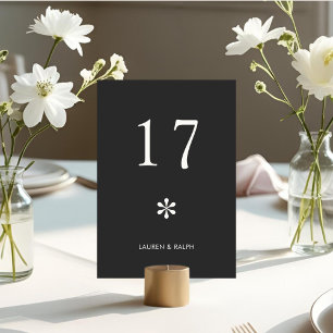 Charcoal Gray Chic Minimal Typografy Wedding Tischnummer