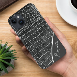 Charcoal Gray Crocodile Personalisiert Case-Mate iPhone 14 Hülle