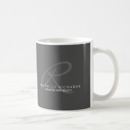 Charcoal Gray Elegant Minimalistisch Monogram Kaffeetasse