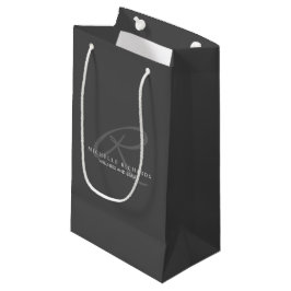 Charcoal Gray Elegant Minimalistisch Monogram Kleine Geschenktüte