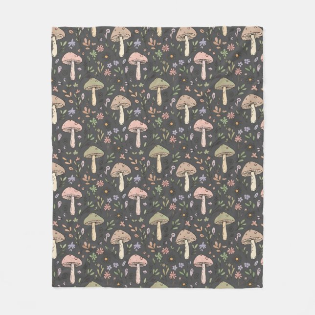 Charcoal Gray Fungi Cozy Neutral Housewarming Gift Fleecedecke (Vorderseite)