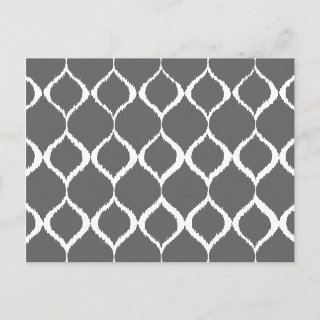 Charcoal Gray Geometric Ikat Tribal Print Muster Postkarte (Vorderseite)