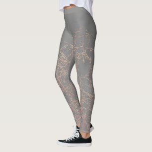Charcoal Gray Golden Tree Brunches Leggings