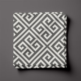 Charcoal Gray Griechisches Schlüsselmuster Stoff