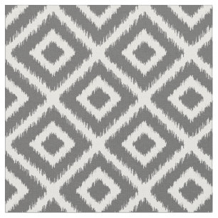 Charcoal Gray Ikat Diamonds Stoff