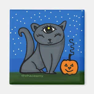 Charcoal Gray Katze mit einem dritten Auge Magnet