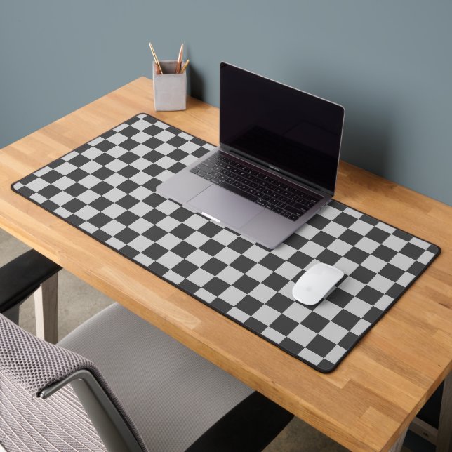 Charcoal Gray & Light Gray Square Style Muster Schreibtischunterlage (Büro 2)