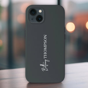 Charcoal Gray Minimalistische vertikale Skriptmono Case-Mate iPhone Hülle