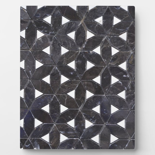 Charcoal Gray Mosaic | Blume des Lebensverlaufs Fotoplatte (Vorderseite)