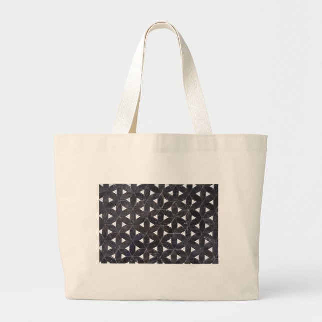 Charcoal Gray Mosaic | Blume des Lebensverlaufs Jumbo Stoffbeutel (Vorne)