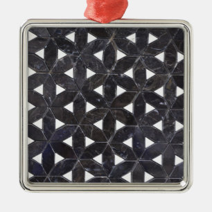 Charcoal Gray Mosaic   Blume des Lebensverlaufs Ornament Aus Metall