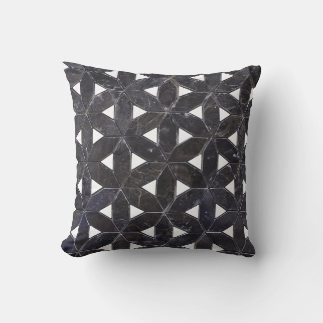 Charcoal Gray | Mosaik | Blume des Lebens Kissen (Vorderseite)