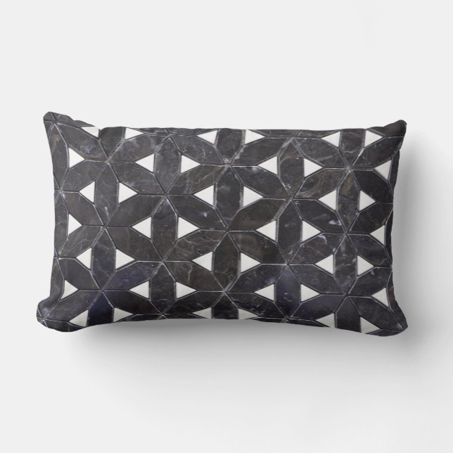 Charcoal Gray | Mosaik | Blume des Lebens Lendenkissen (Vorderseite)