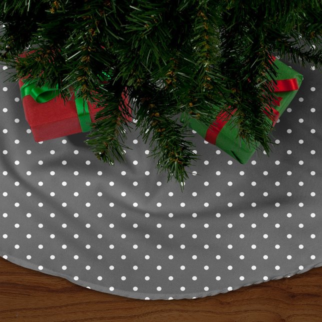Charcoal Gray Niedlich Polka Dots Fleece Weihnachtsbaumdecke (Von Creator hochgeladen)