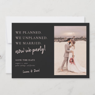 Charcoal Gray Post Wedding Update Save the Date