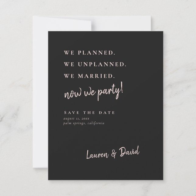 Charcoal Gray Post Wedding Update Save the Date (Vorderseite)