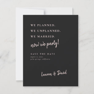 Charcoal Gray Post Wedding Update Save the Date