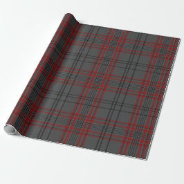 Charcoal Gray Red Black Tartan Kariert Geschenkpapier